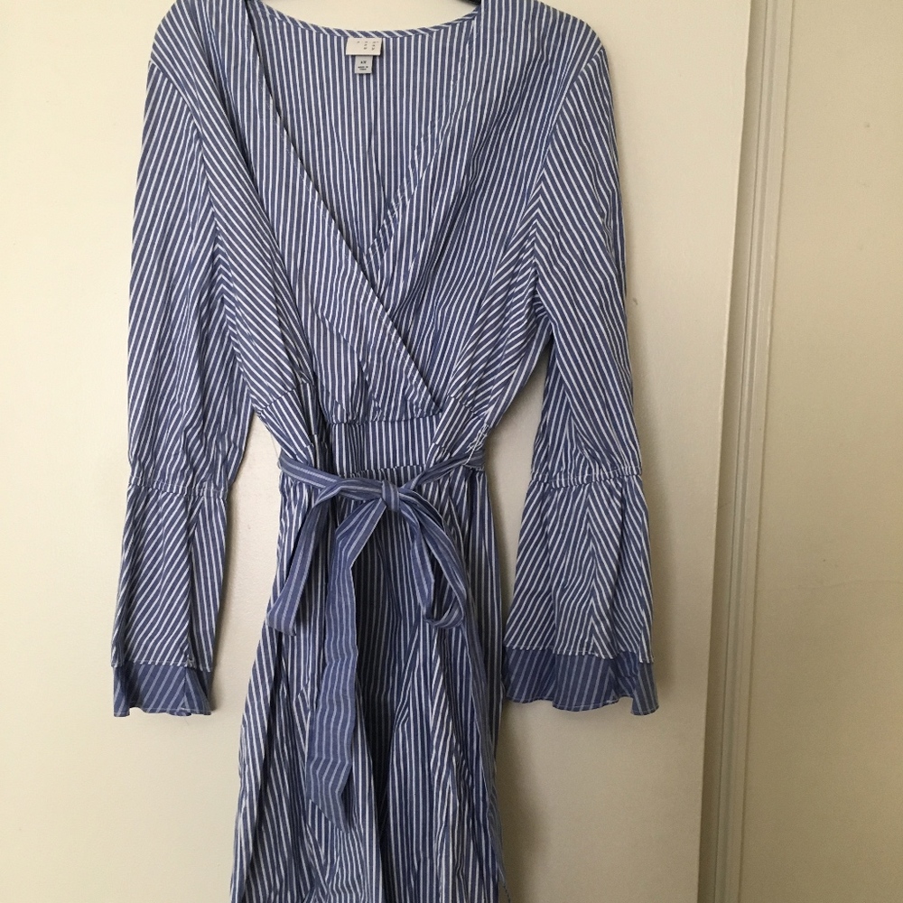 Blue and White Pinstripe Dress